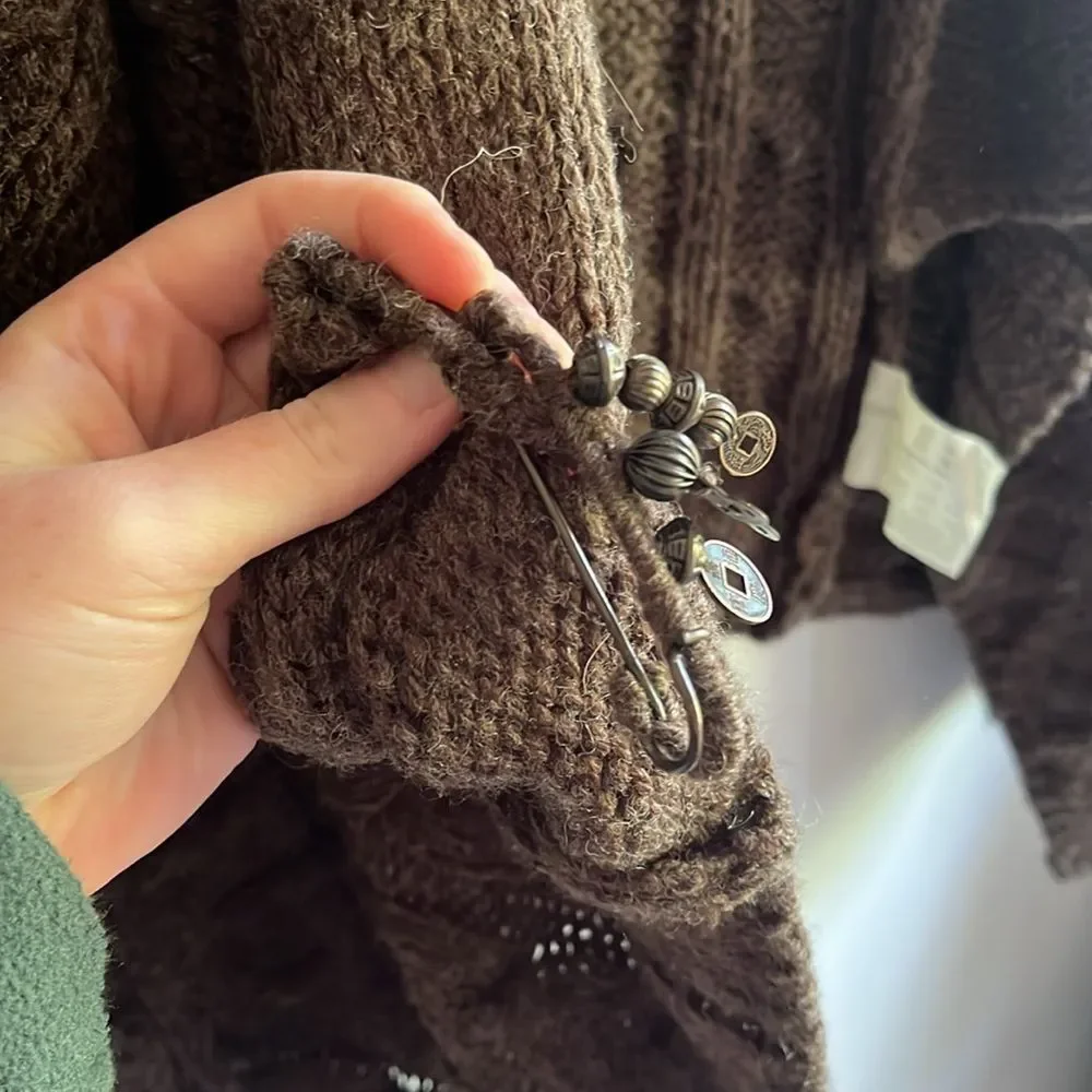 WOMENS XL CABLE KNIT ESPIRIT CARDIGAN VINTAGE